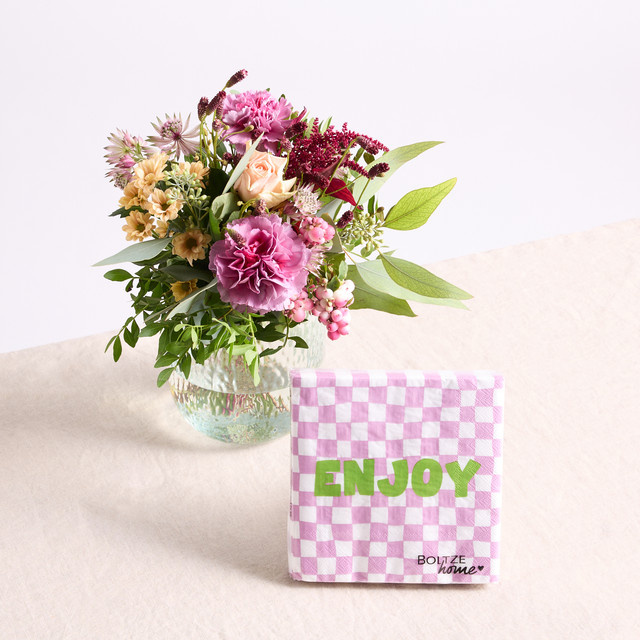 BLUME2000 Herbstgruß mit Servietten Enjoy Bunch lightpink orange pink - Bild 1