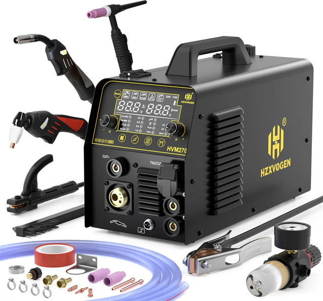 HZXVOGEN 6-in-1 Multi-Prozess Inverter Lasmaschine Schwarz, 220V 270A Aluminium Schweißgerät mit MIG, HF-TIG, Stick, Spot und CUT (2T/4T) - Bild 1