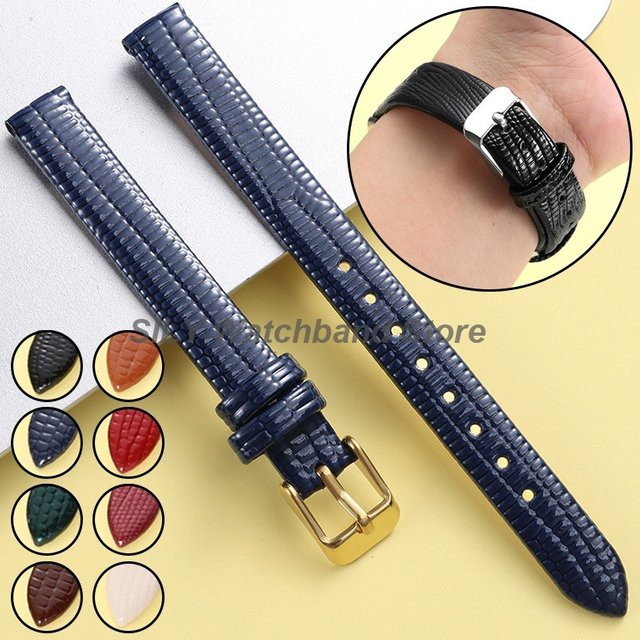 asukaband Uhrenarmband Leder, Gold, Eidechsenmuster, Unisex - Bild 1