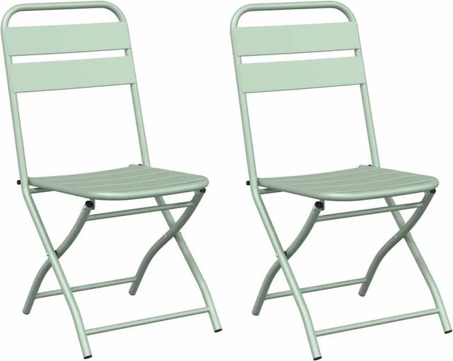 vidaXL Gartenklappstühle aus Metall im 2er Set, Farbe Grün, B/T/H: 42,5 x 52 x 82 cm - Bild 1