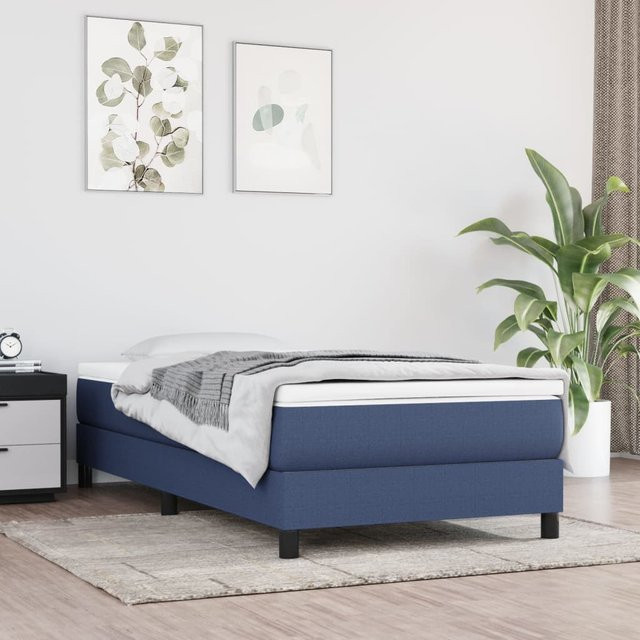 vidaXL Boxspringbett aus Stoff in Blau, B/T/H: 100 x 200 cm - Bild 3