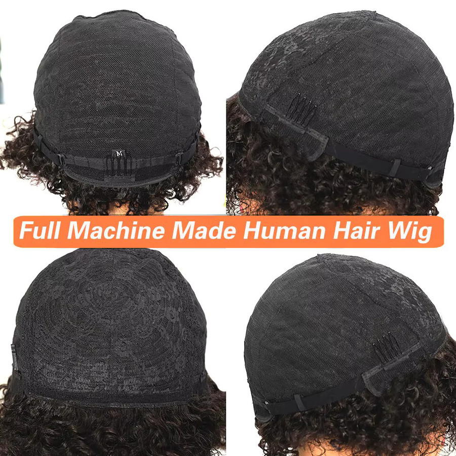 Jerry Curly Bob Echthaarperücke, brasilianisches Remy-Haar, schwarz, 180 % Dichte, Damen - Bild 3