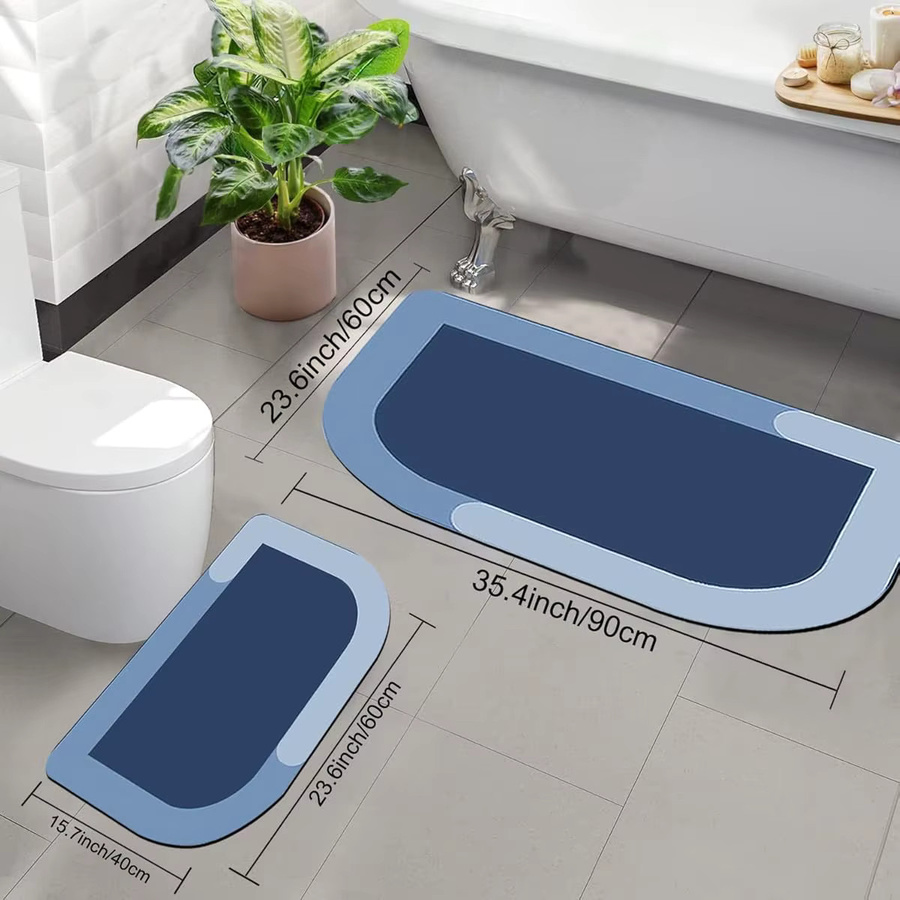 VIKAMA Badezimmermatte im minimalistischen Design, rutschfest und wasserdicht, B/T: 60 x 40 cm - Bild 3