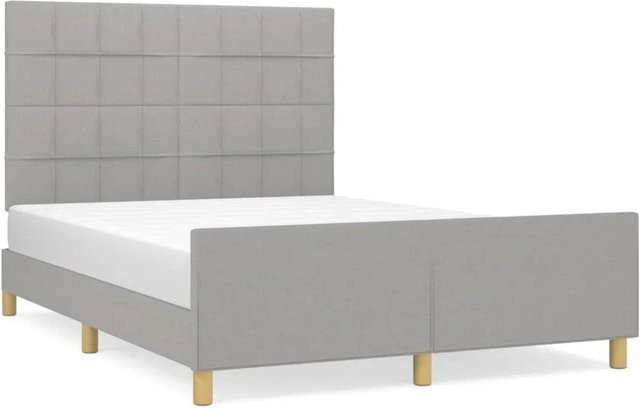 vidaXL Bettgestell mit Kopfteil in Hellgrau, Stoff und Holz, B/T/H: 140 x 200 x 146 cm - Bild 1