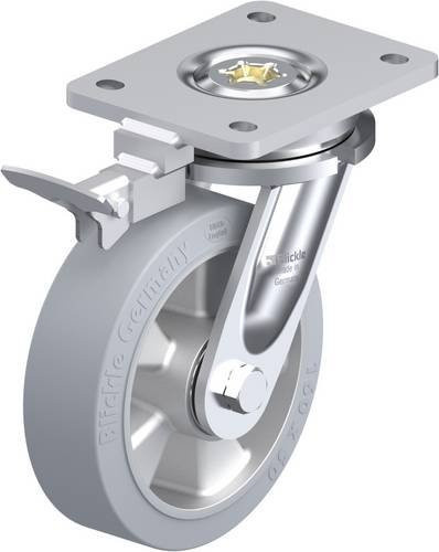 Blickle Lenkrolle LO-ALEV 160K-SG-RI4 mit Feststeller in Grau und Stahl, Rad-Durchmesser: 160 mm, Tragfähigkeit: 400 kg - Bild 1
