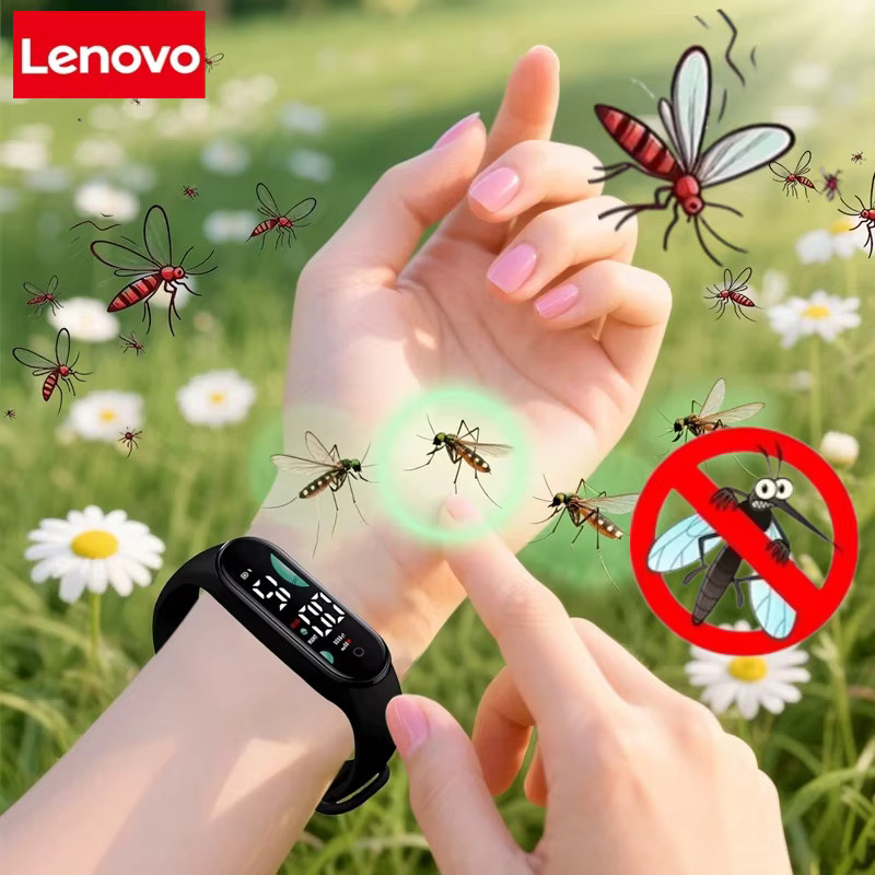 Lenovo Mückenabwehr-Armband mit Ultraschall, physikalische Mückenabwehr für Sport und Outdoor, Farben: Orange und Schwarz - Bild 3