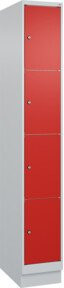 C+P Schließfachschrank Classic PLUS mit Sockel, 1 Abteil, Stahl, grau/rot, H x B x T: 195 x 30 x 50 cm - Bild 1