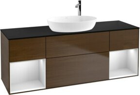 V&B Waschtischunterschrank Finion in Walnuss mit weiß lackierten Elementen, Breite: 160 cm - Bild 1