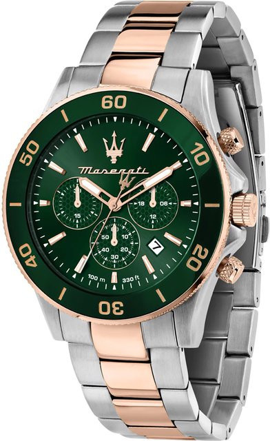 Maserati Chronograph, Quarz, Edelstahl, Grün, 43 mm, Herren - Bild 1