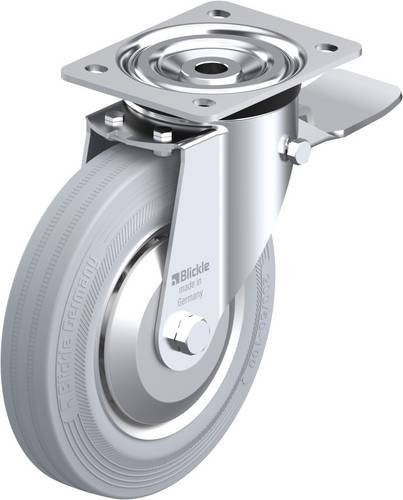 Blickle Lenkrolle mit Feststeller 235812 L-V 200K-ST-SG-FA, Rad-Durchmesser: 20 cm, Tragfähigkeit: 205 kg, Farbe: Silber/Grau, Material: Stahl, verzinkt - Bild 1