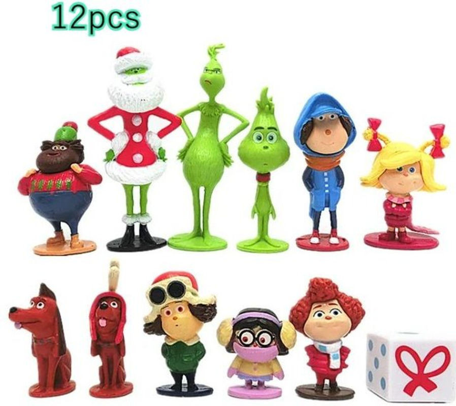 12er Set Grinch Weihnachtsfiguren aus PVC in Multicolor für dich - Bild 1