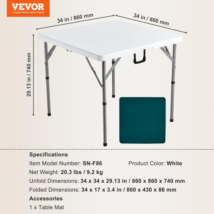Buying Solutions MB Mahjong-Tisch für 4 Spieler, quadratischer faltbarer Kartentisch mit grüner Tischplatte und Tragegriff, weiß - Bild 2