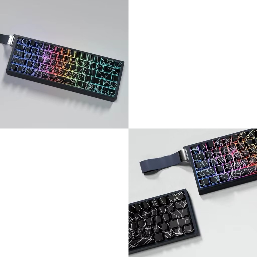 Transluzente Spinnennetz Tastenkappen mit seitlicher Bedruckung für mechanische Tastaturen, 64/74 Tasten, Multicolor, Originalprofil mit Hintergrundbeleuchtung - Bild 2