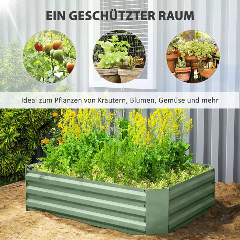 Outsunny Hochbeet aus Stahl für Garten und Balkon, stapelbares Pflanzbeet als Blumenkasten oder Gemüsebeet, B/T/H: 120 x 90 x 30 cm - Bild 5