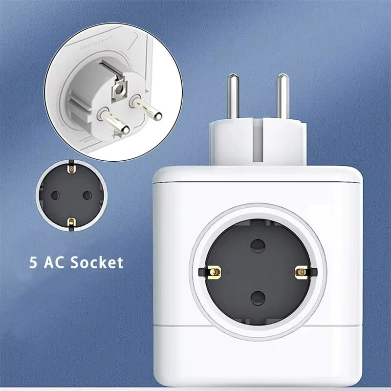 MASSFA Multi EU-Steckdosenleiste in Würfelform mit 5 AC-Steckdosen, 3680 W Adapter für dein Heimbüro, Farben: Rot und Weiß - Bild 2