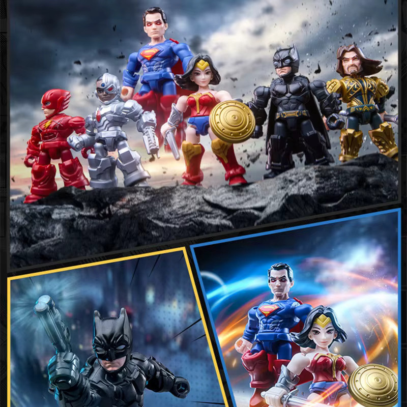 Blokees DC Justice League Batman Superman Wonder Woman The Flash Aquaman Cyborg, Anime-Figur Modell Blind Box, multicolour - Bild 5