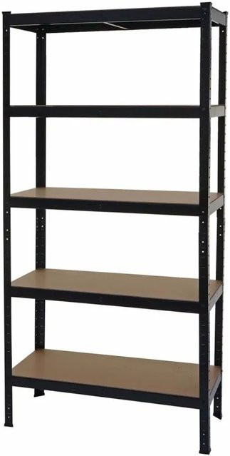 Schwerlastregal MCW E33 Schwarz mit 5 Böden aus Stahl und MDF, H x B x T: 180 x 90 x 40 cm - Bild 2