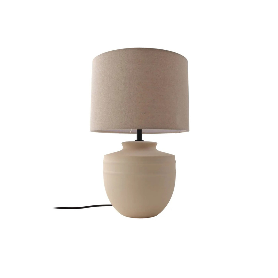Lindby Tischlampe Thalassia aus Keramik in Creme mit Leinen-Schirm, E27, Höhe: 45,5 cm, Breite: 30,0 cm, Tiefe: 15,0 cm - Bild 2
