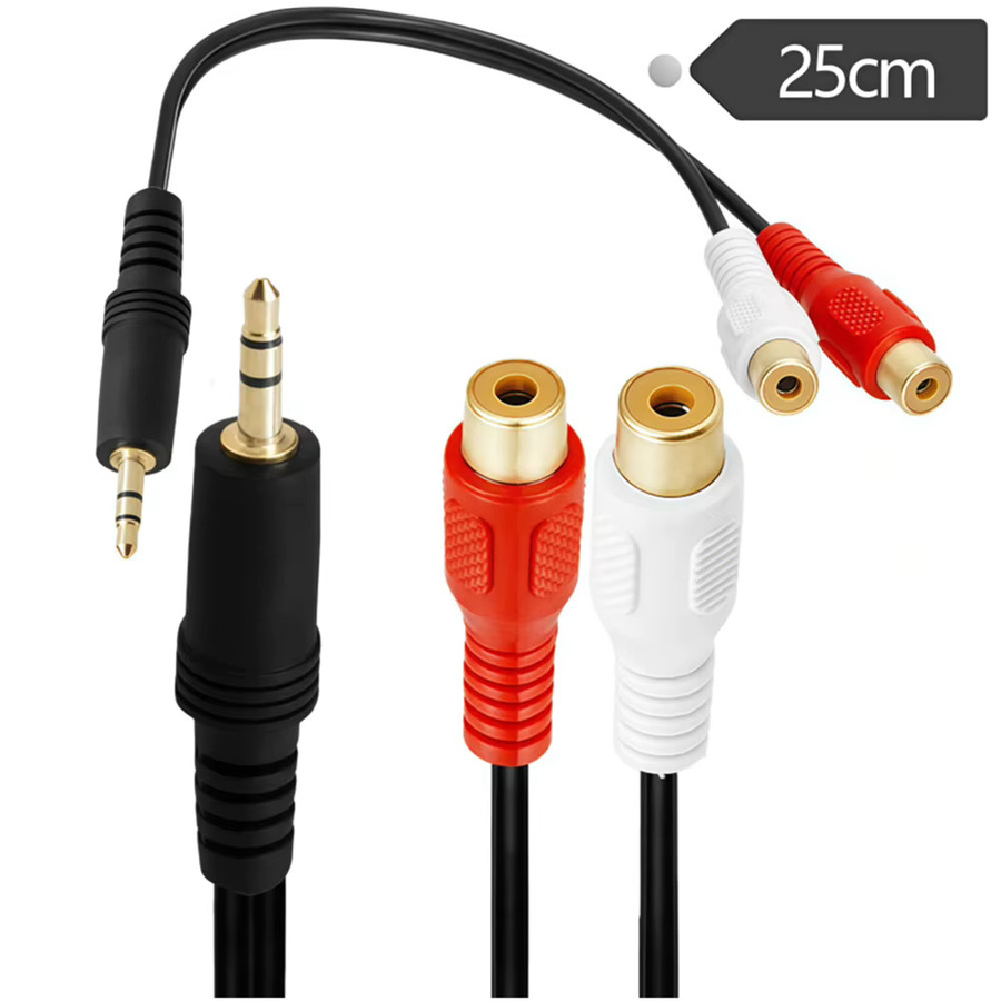 Stereo-Audiokabel Y-Adapter mit 3,5mm Klinkenstecker auf 2RCA Stecker und Buchsen für DVD-Player und Verstärker - Bild 3