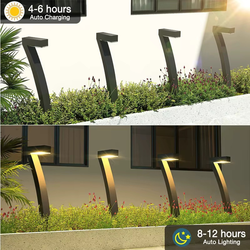 LINYILIGHT Solarbetriebene LED Außenbeleuchtung in Schwarz mit warmweißem Licht für Garten, Terrasse und Gehweg - Bild 2