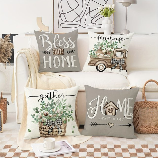 VIKAMA Dekorativer Kissenbezug mit frischem Pflanzendesign für Außenhof, Sofa und Bettwäsche - Bild 1