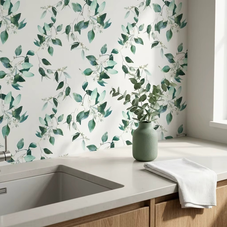 Selbstklebende Tapete von Wokhome mit Blumen- und Pflanzenmuster in Multicolour, wasserdichter PVC-Wandaufkleber im skandinavischen Design für Möbel und Schranktüren - Bild 2