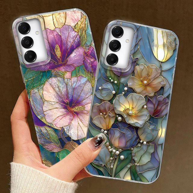 Ästhetische Handyhülle mit Vintage lila Blumen-Nelke für Samsung Galaxy A16 A56 A17 A54 A55 A37 A36 A15 A07 A14 A57 A26 - Bild 1