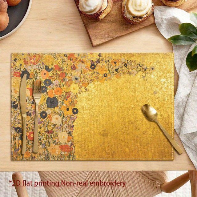 VIKAMA 4-teiliges Tischset Gustav Klimt Multicolor für Küche und Esstisch - Bild 1