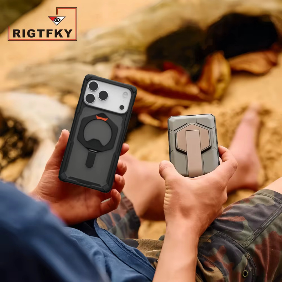 Robuste Panzer-Schutzhülle für iPhone 17 Air 16 15 14 Plus 13 12 Pro Max mit Magnetständer und transparenter Rückseite in Schwarz und Transparent - Bild 2