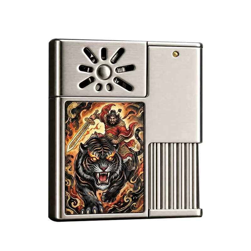 ZORRO Metallfeuerzeug mit exklusivem Muster und Schleifrad-Zündung in Beige und Silber - Bild 5