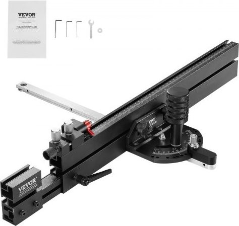 VEVOR Gehrungsanschlag aus Aluminiumlegierung in Schwarz mit 15 Winkelanschlägen und verstellbarem Kolben für die Holzbearbeitung - Bild 1