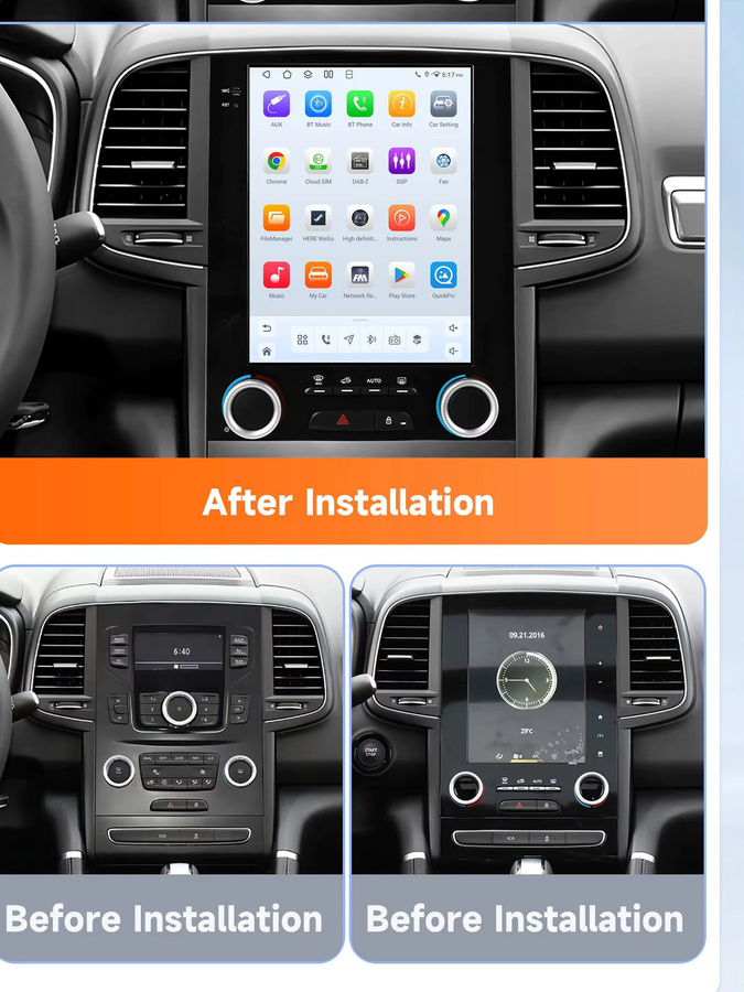 OSSURET Android 14 Autoradio mit 9,7 Zoll Vertikalbildschirm für Renault Koleos, Megane 4, Samsung SM6 und Talisman, Schwarz, mit GPS, Bluetooth, Wireless Carplay und Android Auto - Bild 7