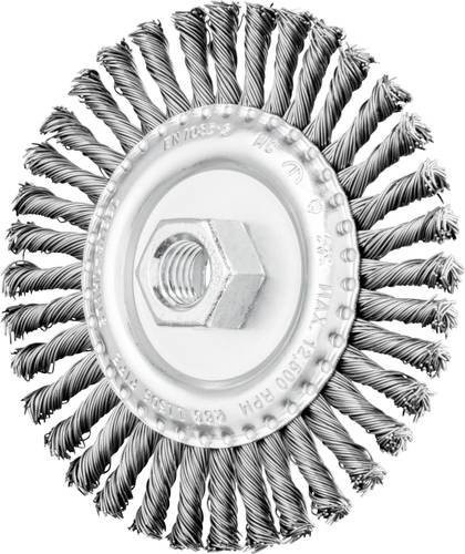 PFERD PIPELINE Rundbürste für Winkelschleifer, gezopft, Farbe: Silber, Durchmesser: 115 mm, Breite: 6 mm, Drahtstärke: 0,50 mm, Gewinde: M14 - Bild 1