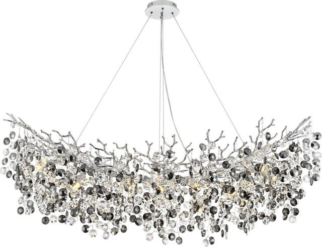 GLOBO Pendelleuchte Eleonore in Chrom, moderne Deckenleuchte aus Metall und Acryl mit 10 E14 Fassungen, Breite: 160 cm, Tiefe: 100 cm - Bild 1