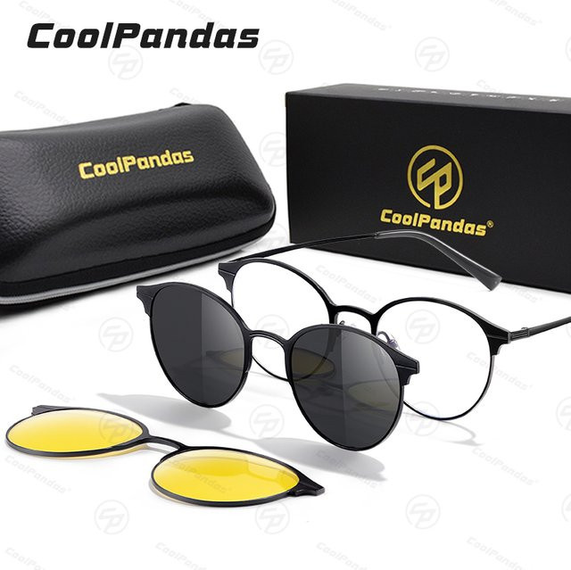 COOLPANDAS 3-in-1 Sonnenbrille, rund, Vollrand, Metall, Unisex - Bild 1