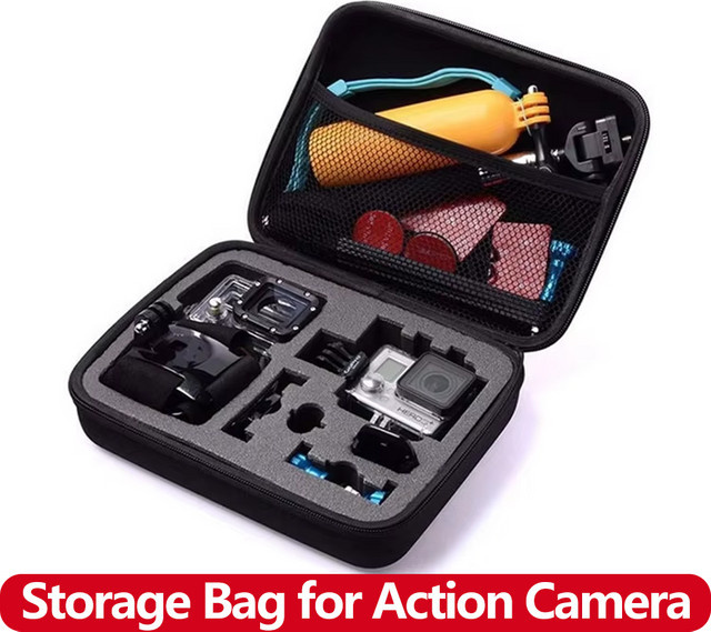 EXSKOF Tragbare Aufbewahrungstasche für Action-Kameras wie GoPro Hero, Insta360, SJCAM, AKASO und DJI Osmo Action, Farbe: Schwarz - Bild 1