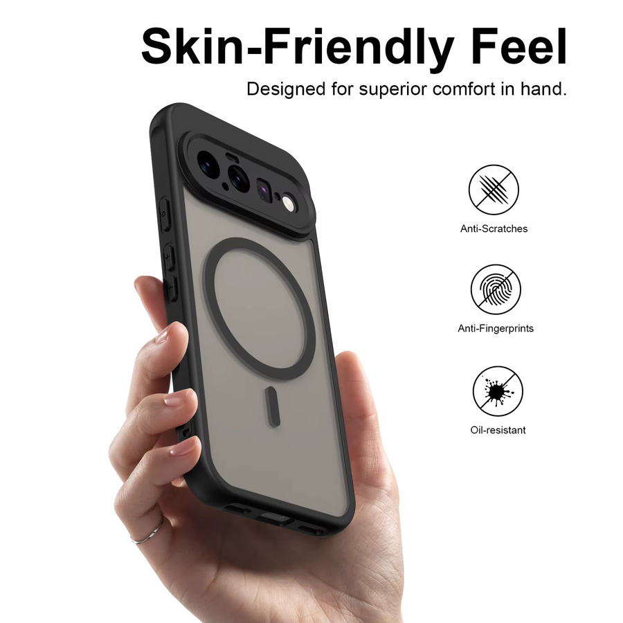Matte MagSafe Magnetische Schutzhülle für Google Pixel 11 Pro XL, 11 Pro und 9 Pro aus TPU+PC in Schwarz - Bild 3