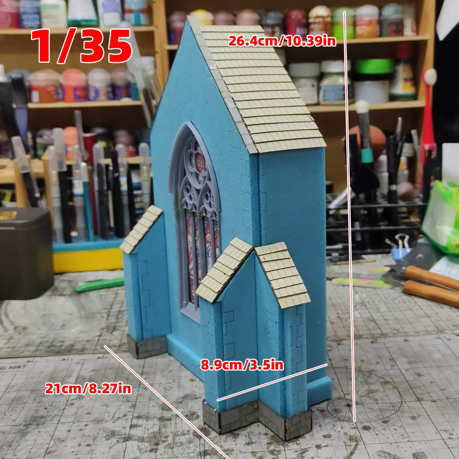 CorMake Europäische Mittelalterliche Gotische Kirche, Miniatur-Bausatz-Modell, Maßstabsmodell 1/35 - Bild 2