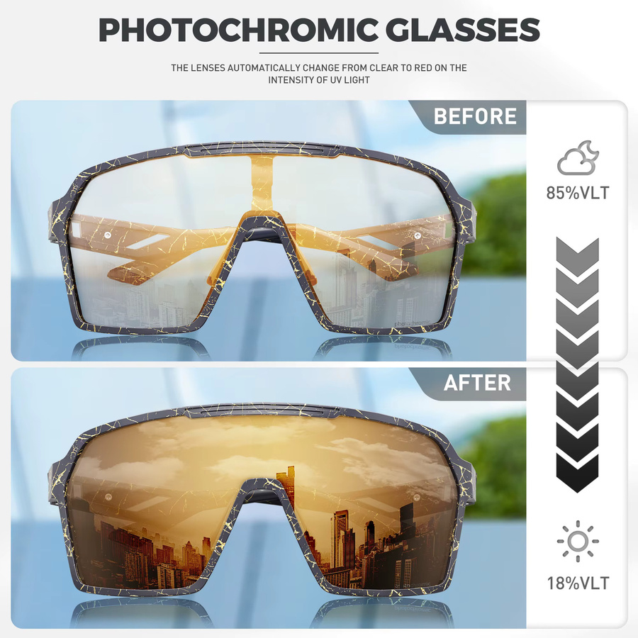 SCVCN Sportsonnenbrille, Photochrome, Vollrand, Kunststoff, Herren - Bild 2