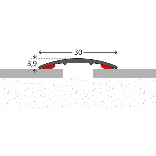 Carl Prinz Übergangsprofil aus Aluminium, selbstklebend, goldfarben, Breite: 30 mm, Höhe: 3 mm - Bild 1