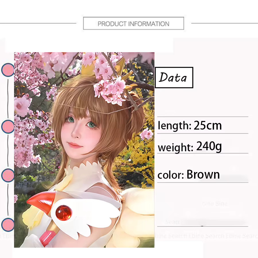 allaosify Sakura Kinomoto Cosplay Perücke, synthetisch, Damen - Bild 2