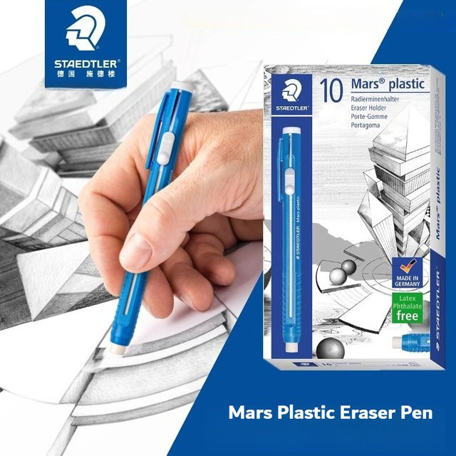 STAEDTLER Mars Kunststoff-Radiergummi mit nachfüllbarem Halter, Blau, weiches Vinyl, latexfrei - Bild 1