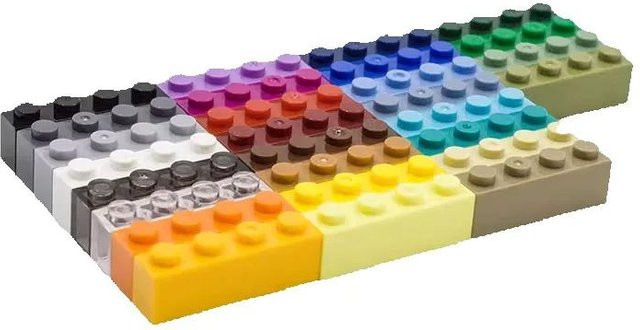 JIAJIALE 10er Set Bausteine 1x4 Standard-Ziegel in Blau und Bunt/Mehrfarbig aus Kunststoff für kreatives DIY-Spielzeug - Bild 1
