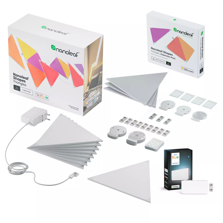 Philips Hue Triangle Starter-Set mit 12 LED-Panels und Wandleuchtenmodul in Weiß - Bild 1