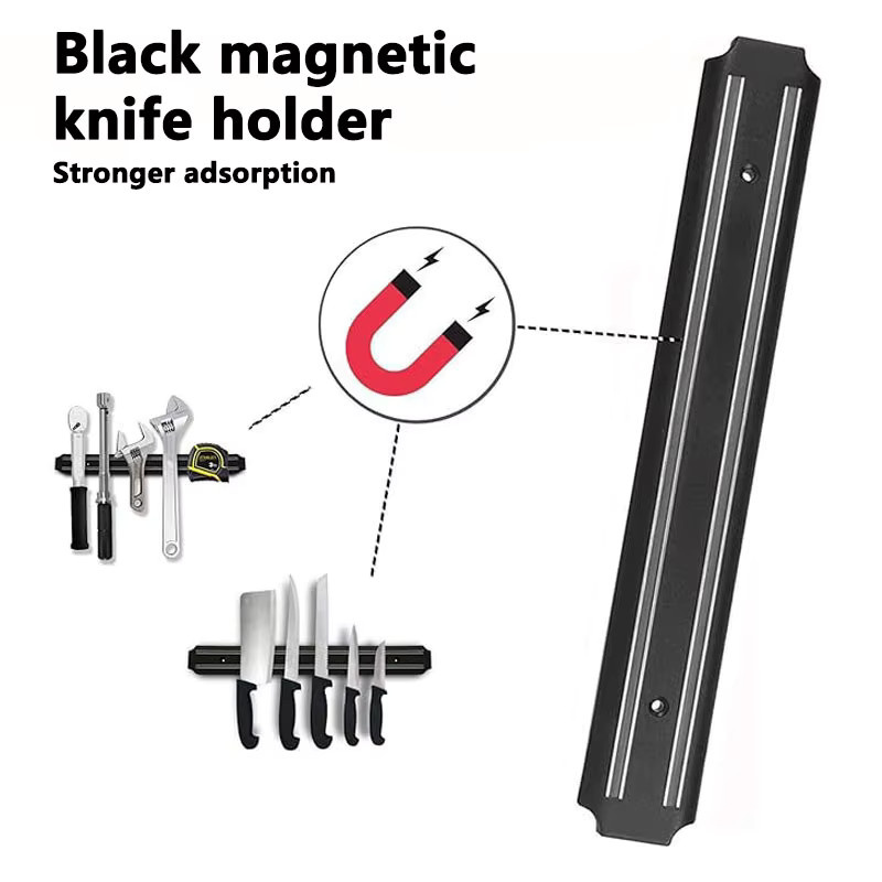 RSCHEF Magnetischer Messerhalter mit Regal zur Wandmontage, Schwarz, Metall - Bild 3