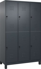 C+P Doppelstock-Spind Classic PLUS mit 3 Abteilen, Anthrazit/Schwarz, H x B x T: 195 x 120 x 50 cm - Bild 1