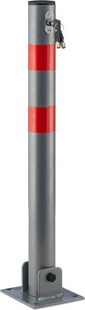 Relaxdays Absperrpfosten aus Stahl in Anthrazit, rund und abschließbar, Bodenmontage, Höhe: 65 cm, Breite: 15 cm, Tiefe: 13 cm - Bild 1