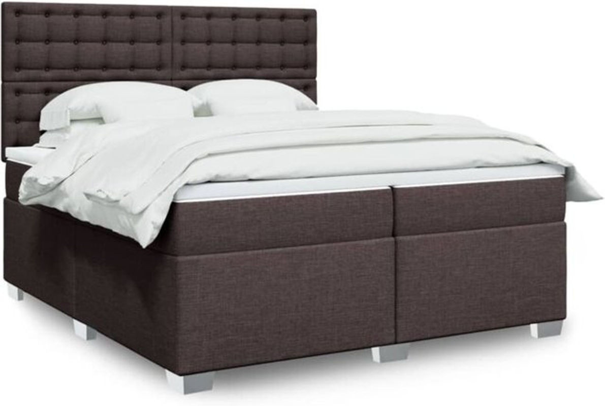 vidaxl Boxspringbett mit Matratze aus Stoff in Braun und Weiß, B/T/H: 200 x 200 x 150,5 cm - Bild 1