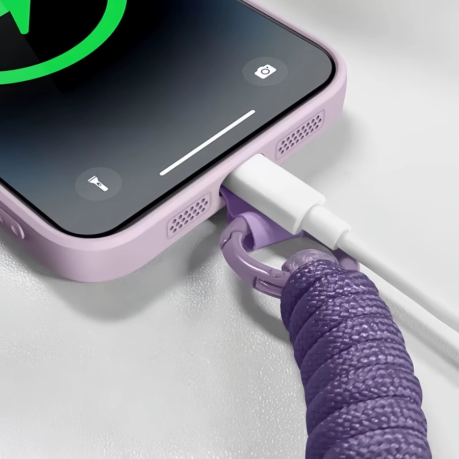 Stoßfeste Flüssigsilikon-Handyhülle mit gewebter Handgelenkschlaufe für OPPO A6 Pro, A5 Pro und A5 in Lila - Bild 2