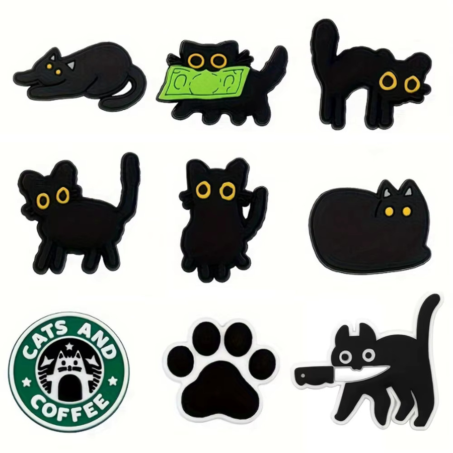 Potdemiel Armbänder, 9-teiliges Set, Schwarze Katzen-Serie, PVC - Bild 2